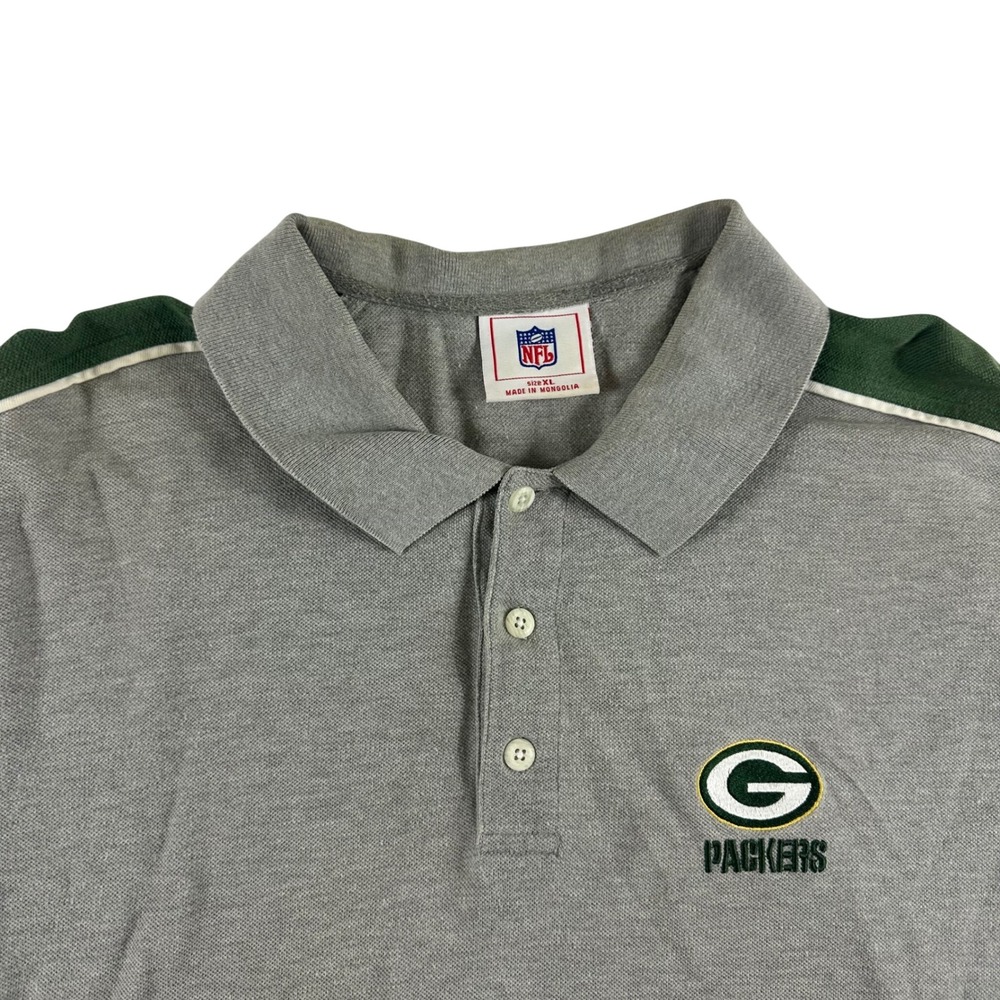 VTG NFL Green Bay Packers Polo Shirt Mens XL Gray‎ Short Sleeve VF Imagewear